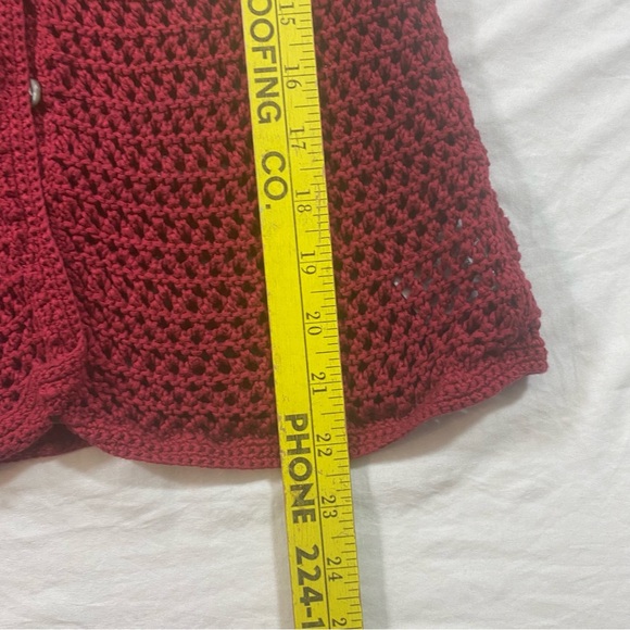 Eddie Bauer Button Down Cardigan women Small mesh long sleeve burgundy red top - Picture 4 of 8